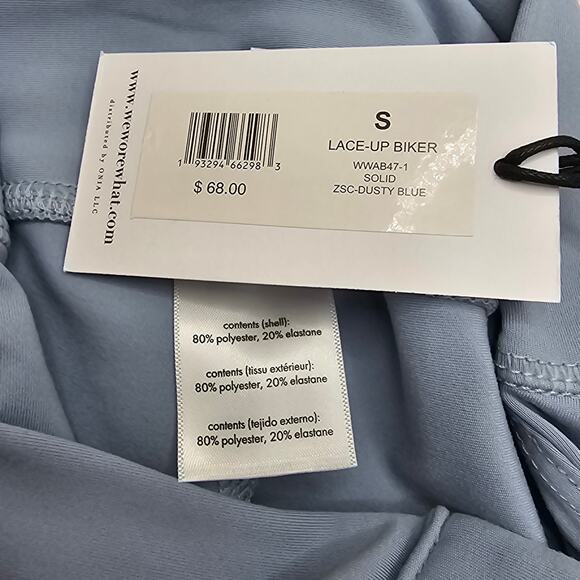 Revolve WeWoreWhat Womans size S Lace-Up Biker Shorts Light Blue 6" Inseam NEW - Picture 7 of 8